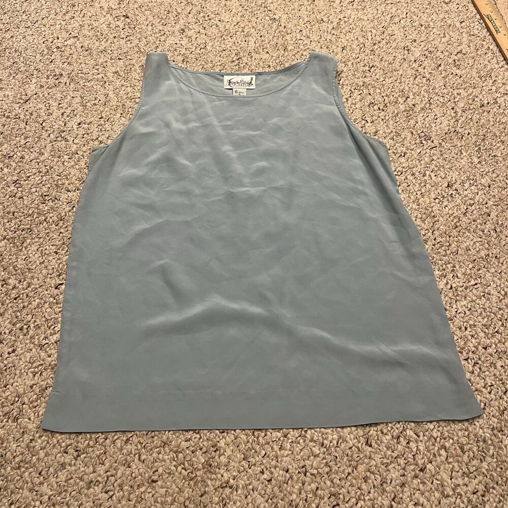 Diane Von Furstenburg Vintage Silk Assets Shell Tank Top M Blue Classic Casual